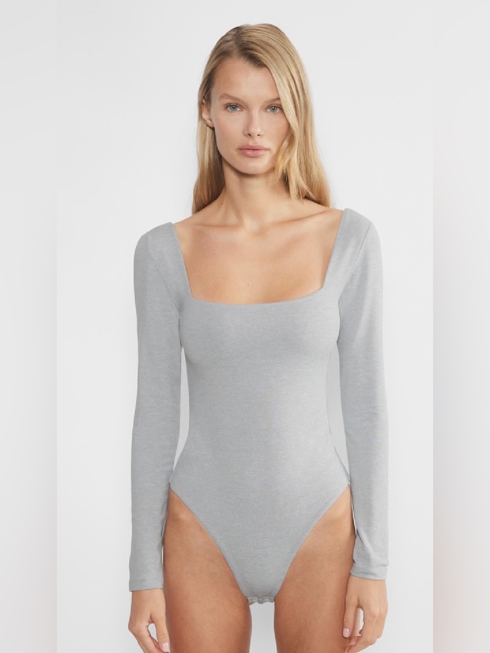 Aritzia Contour Square Neck Long Sleeve Bodysuit - Opal Grey XXS